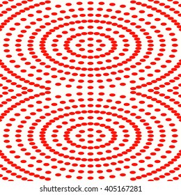 Pattern with symmetric geometric ornament. Red white circles abstract background. Abstract repeated spheres wallpaper. Vector illustration