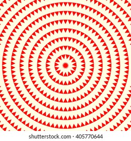 Pattern with symmetric geometric ornament. Red white triangles and polygons abstract background. Abstract repeated figures wallpaper. Vector illustration