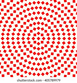 Pattern with symmetric geometric ornament. Red white squares and rhombuses abstract background. Abstract repeated geometrical figures wallpaper. Vector illustration