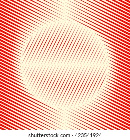 Pattern with symmetric geometric ornament. Red  sharp lines and round spheres abstract background. 3d optical illusion effect wallpaper. Vector illustration