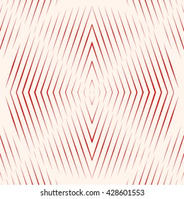 Pattern with symmetric geometric ornament. Red sharp lines and round spheres abstract background. Optical illusion effect wallpaper. Vector illustration