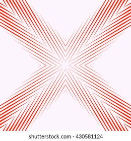 Pattern with symmetric geometric ornament. Red sharp lines abstract background. Optical illusion effect picture wallpaper. Vector illustration