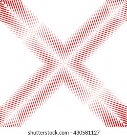 Pattern with symmetric geometric ornament. Red sharp lines abstract background. Optical illusion effect picture wallpaper. Vector illustration