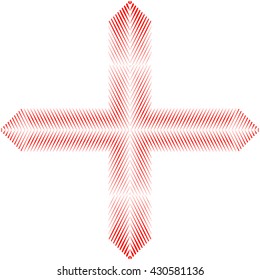 Pattern with symmetric geometric ornament. Red sharp lines abstract background. Optical illusion effect picture wallpaper. Vector illustration