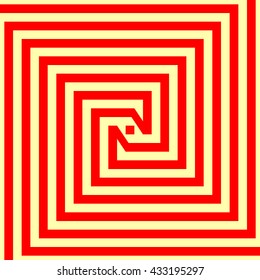 Pattern with symmetric geometric ornament. Red gold abstract background. Ornament picture wallpaper. Vector illustration