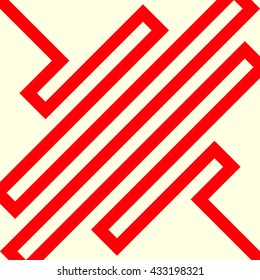 Pattern with symmetric geometric ornament. Red curve abstract background. Ornament picture wallpaper. Vector illustration