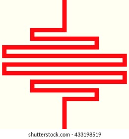 Pattern with symmetric geometric ornament. Red curve abstract background. Ornament picture wallpaper. Vector illustration