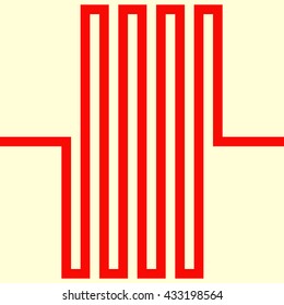 Pattern with symmetric geometric ornament. Red curve abstract background. Ornament picture wallpaper. Vector illustration