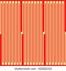 Pattern with symmetric geometric ornament. Red curve abstract background. Ornament picture wallpaper. Vector illustration