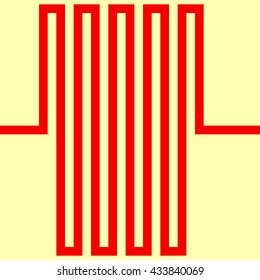 Pattern with symmetric geometric ornament. Red curve abstract background. Ornament picture wallpaper. Vector illustration 