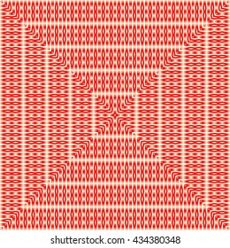 Pattern with symmetric geometric ornament. Red rhombuses, squares and curves abstract background. Ornament picture wallpaper. Vector illustration