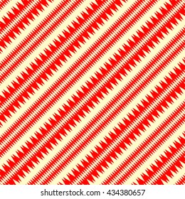 Pattern with symmetric geometric ornament. Red curves with fine cuts abstract background. Embroidery wallpaper. Vector illustration