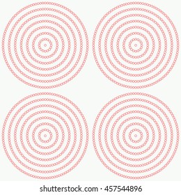 Pattern with symmetric geometric ornament. Red stylized circles abstract background. Creative wallpaper. Vector illustration