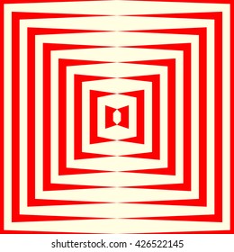 Pattern with symmetric geometric ornament. Repeating breaking red lines abstract background. Abstract repeated stylized squares wallpaper. Vector illustration