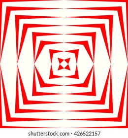 Pattern with symmetric geometric ornament. Repeating breaking red lines abstract background. Abstract repeated stylized squares wallpaper. Vector illustration