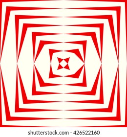 Pattern with symmetric geometric ornament. Repeating breaking red lines abstract background. Abstract repeated stylized squares wallpaper. Vector illustration