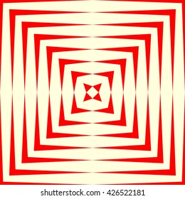 Pattern with symmetric geometric ornament. Repeating breaking red lines abstract background. Abstract repeated stylized squares wallpaper. Vector illustration