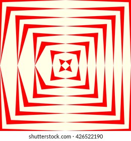 Pattern with symmetric geometric ornament. Repeating breaking red lines abstract background. Abstract repeated stylized squares wallpaper. Vector illustration