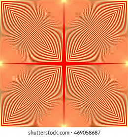 Pattern with symmetric geometric ornament. Sharp curves abstract background. Op art style wallpaper. Vector illustration