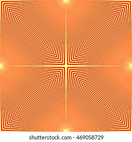 Pattern with symmetric geometric ornament. Sharp curves abstract background. Op art style wallpaper. Vector illustration