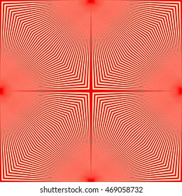 Pattern with symmetric geometric ornament. Sharp curves abstract background. Op art style wallpaper. Vector illustration