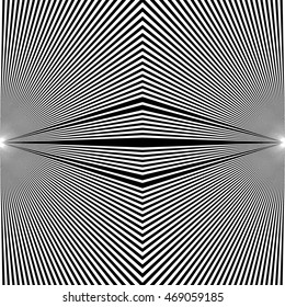 Pattern with symmetric geometric ornament. Sharp curves abstract background. Op art style wallpaper. Vector illustration