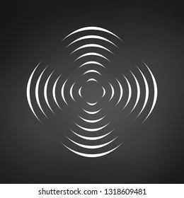 Pattern with symmetric geometric ornament for spinning propeller. black circle lines. 3d optical illusion effect. Vector illustration isolated on black background.