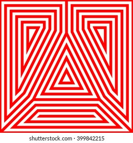 Pattern with symmetric geometric ornament. Striped red white abstract background. Abstract repeated triangles wallpaper. Vector illustration
