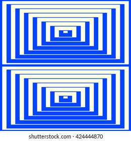 Pattern with symmetric geometric ornament. Striped blue white abstract background. Abstract repeated squares wallpaper. Vector illustration