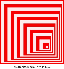 Pattern with symmetric geometric ornament. Striped red white abstract background. Abstract repeated squares wallpaper. Vector illustration