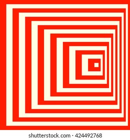 Pattern with symmetric geometric ornament. Striped red white abstract background. Abstract repeated squares wallpaper. Vector illustration