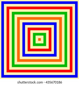 Pattern with symmetric geometric ornament. Striped colored abstract background. Repeated stylized squares wallpaper. Vector illustration