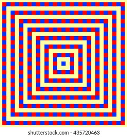 Pattern with symmetric geometric ornament. Striped colored abstract background. Repeated stylized squares wallpaper. Vector illustration