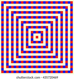 Pattern with symmetric geometric ornament. Striped colored abstract background. Repeated stylized squares wallpaper. Vector illustration