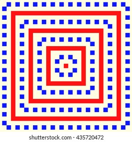 Pattern with symmetric geometric ornament. Striped colored abstract background. Repeated stylized squares wallpaper. Vector illustration
