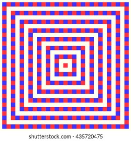 Pattern with symmetric geometric ornament. Striped colored abstract background. Repeated stylized squares wallpaper. Vector illustration