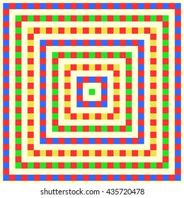 Pattern with symmetric geometric ornament. Striped colored abstract background. Repeated stylized squares wallpaper. Vector illustration