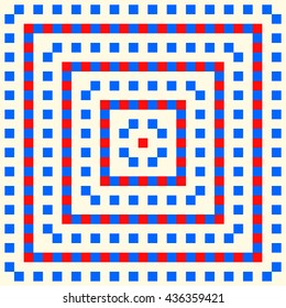 Pattern with symmetric geometric ornament. Striped colored abstract background. Abstract repeated stylized squares wallpaper. Vector illustration