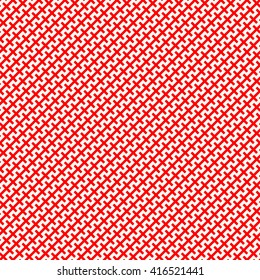 Pattern with symmetric geometric ornament. Zigzag striped red white abstract background. Curved lines abstract repeated wallpaper. Vector illustration