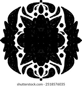 Patrón de textura simétrica impresión elemento negro patrón de azulejo de Vector
