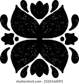 Patrón de textura simétrica impresión elemento negro patrón de azulejo de Vector