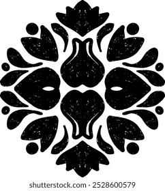 Pattern symmetrical texture imprint black element vector tile pattern