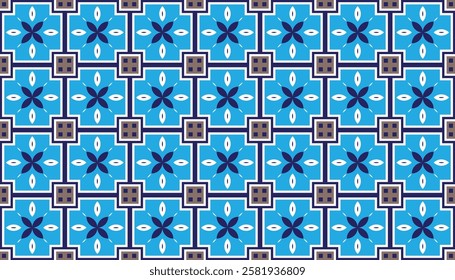 The pattern is symmetrical which creates a sense of order and repetition. The pattern has a classic, almost vintage feel that is reminiscent of tile or wallpaper designs.