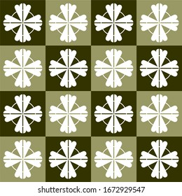 pattern symmetry stripe square white flower petal cross brown green background