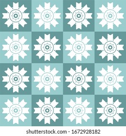 pattern symmetry stripe white snowflake flower blue background