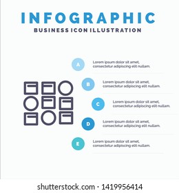 Pattern, System, Data Science, Pattern System Line icon with 5 steps presentation infographics Background