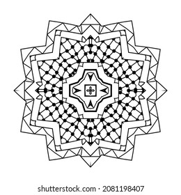 Pattern table and floor inlay pattern. Abstract ornament with many details and geometry elements in form of mandala. Vector illustration for coloring book, henna, mehndi, decoration