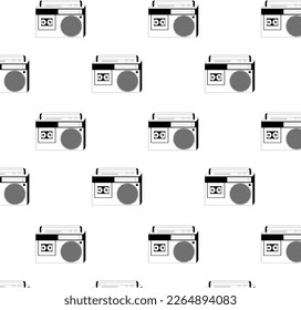 Pattern with tape recorders. Cassette recorder. Vector illustration. For printing on fabric and paper.