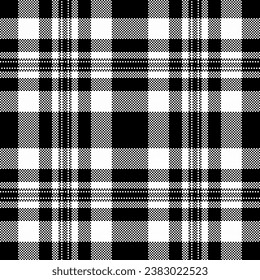 Pattern tartan background of texture plaid vector with a textile fabric check seamless in black and white colors.