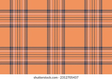 Pattern tartan check of background plaid fabric with a texture vector seamless textile in orange and cyan colors.